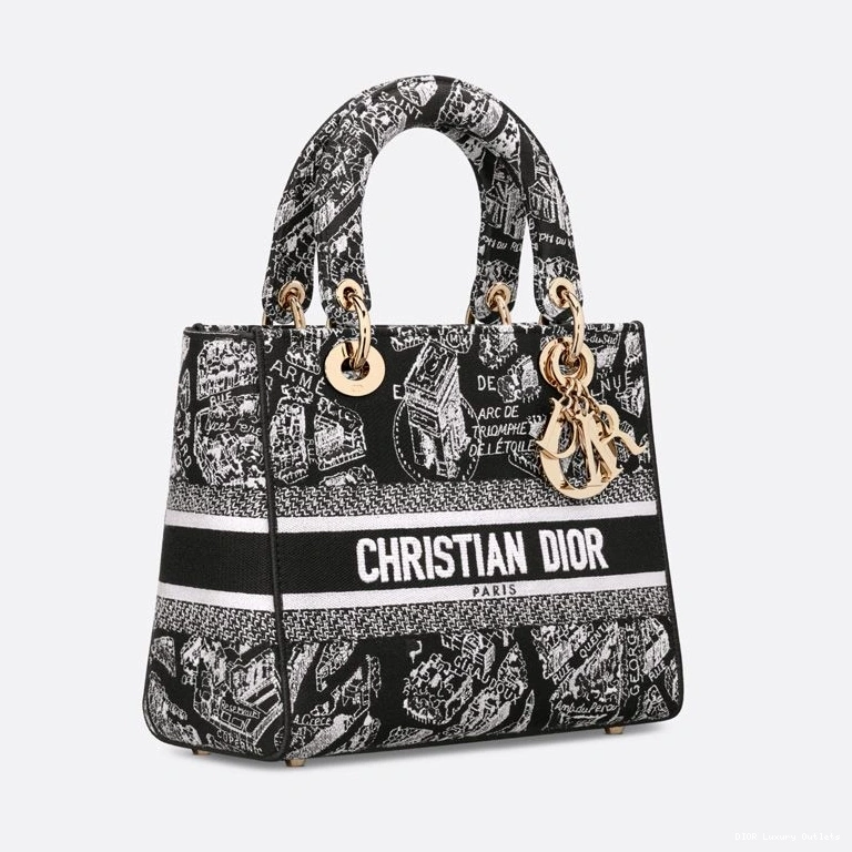 Cheap Plan Black D-lite Motif de Lady Paris Bag Medium Canvas 0717 Luxury